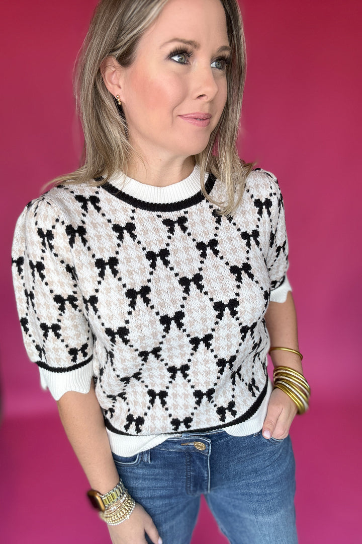 THML: Pretty In Bows + Scallops Sweater - Cream