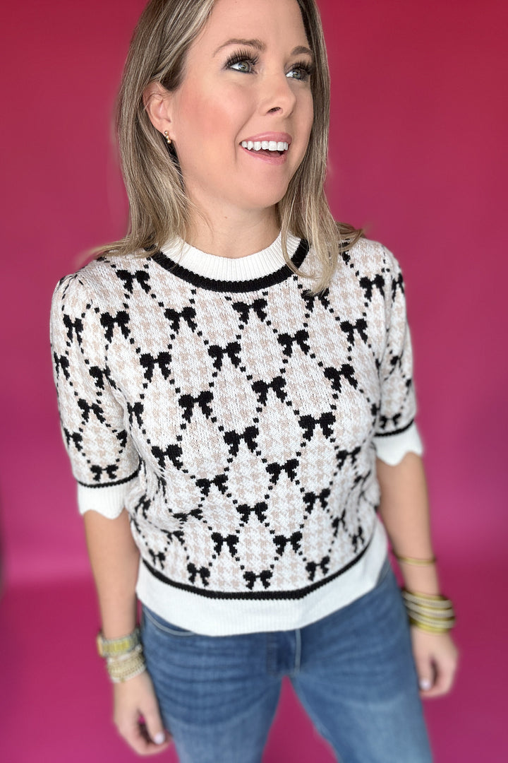 THML: Pretty In Bows + Scallops Sweater - Cream