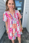 I Think So Mixed Print Dress - Pink