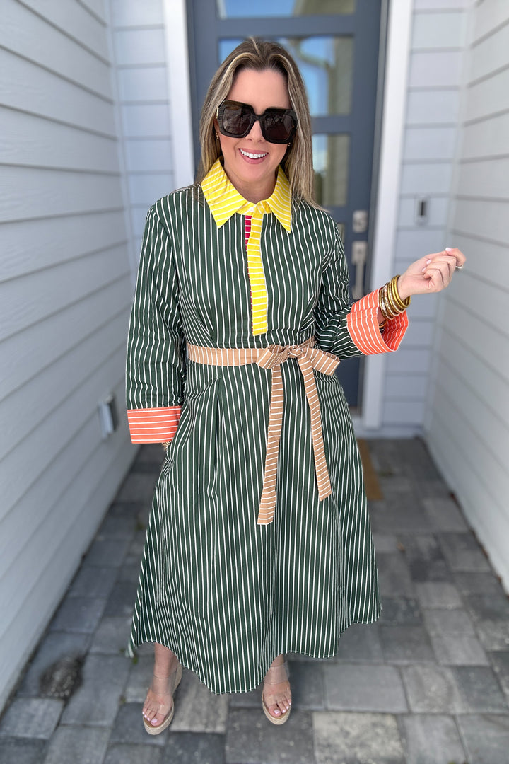 The Color Pop Stripe Shirt Dress