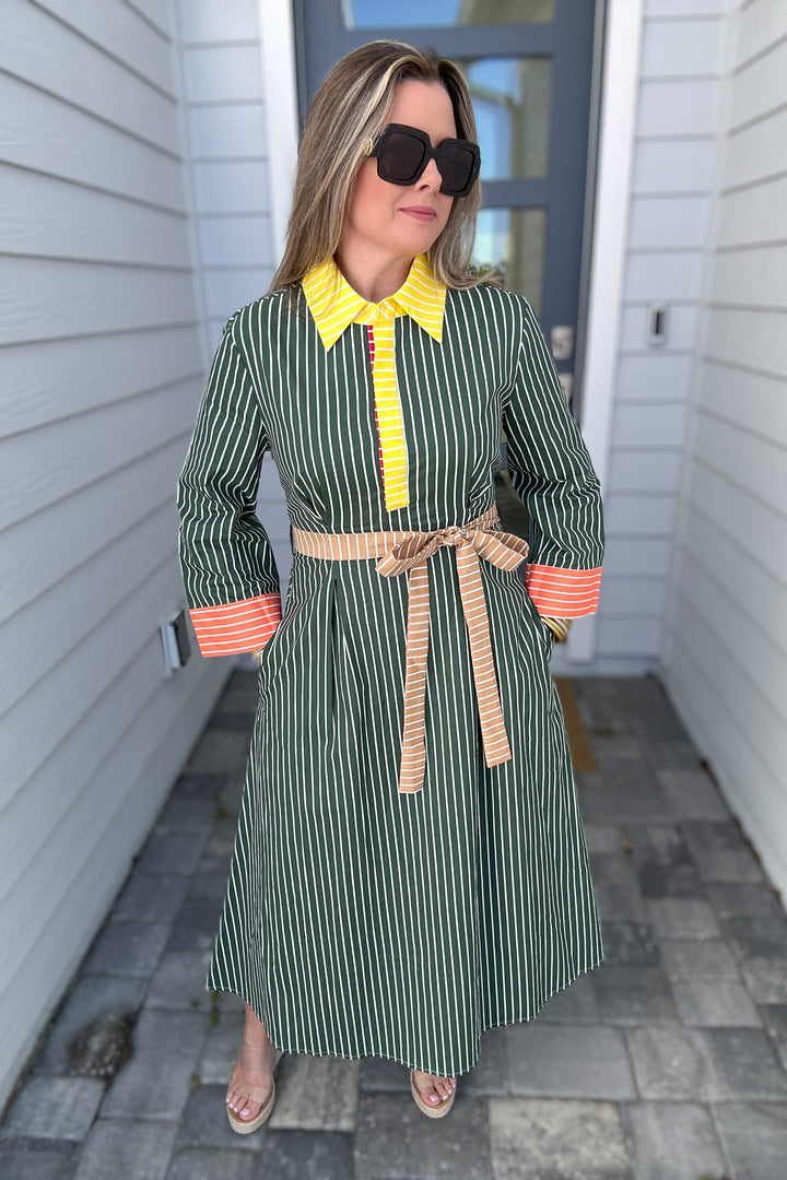 The Color Pop Stripe Shirt Dress