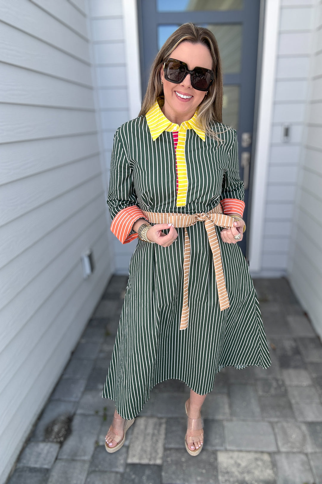 The Color Pop Stripe Shirt Dress