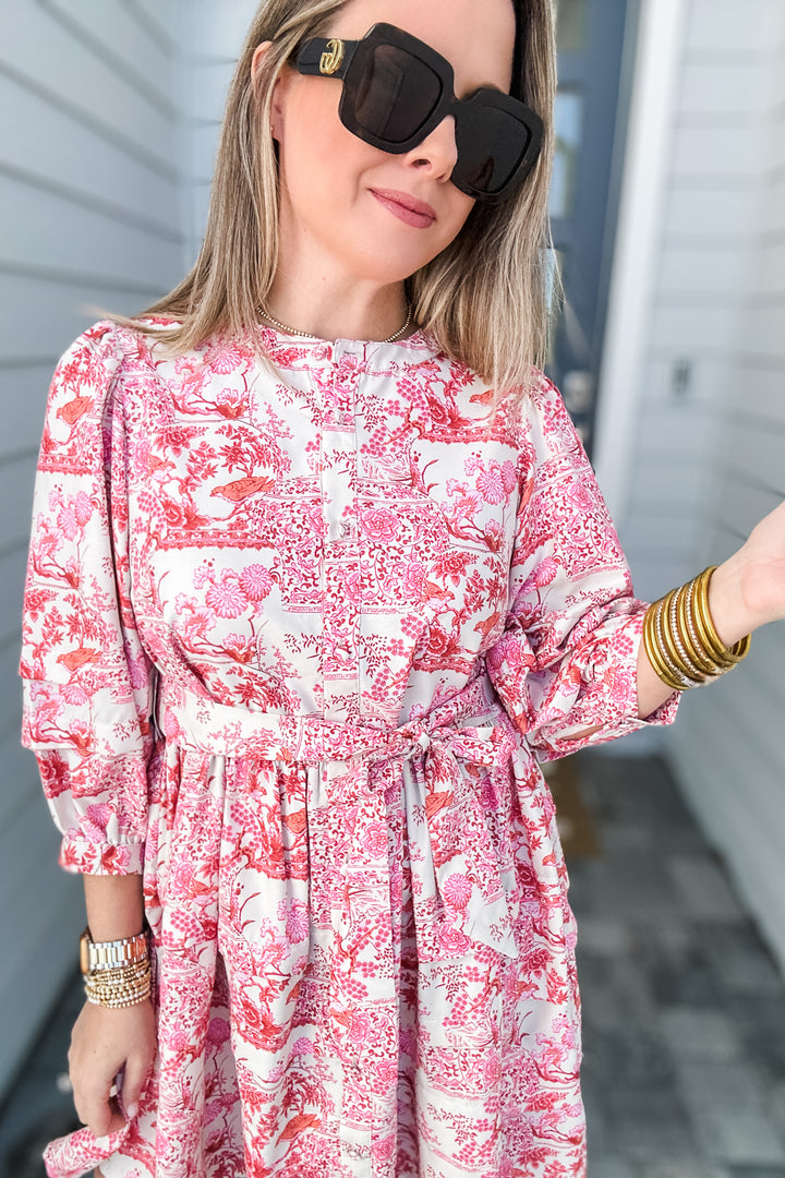 Sweetly Rosé Tie Waist Dress - Pink