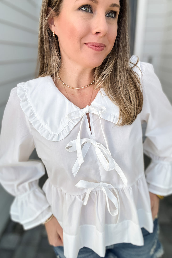 Sweet Romance Bow Detail Blouse