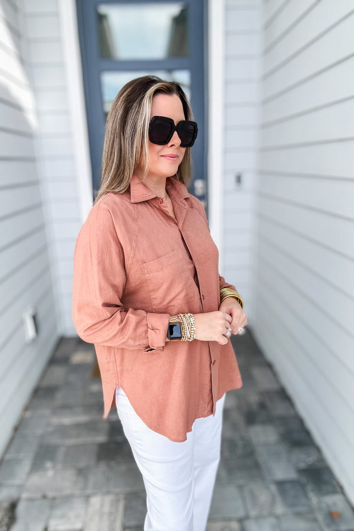 Z Supply: The Perfect Linen Top - Mocha Mousse