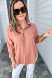 Z Supply: The Perfect Linen Top - Mocha Mousse