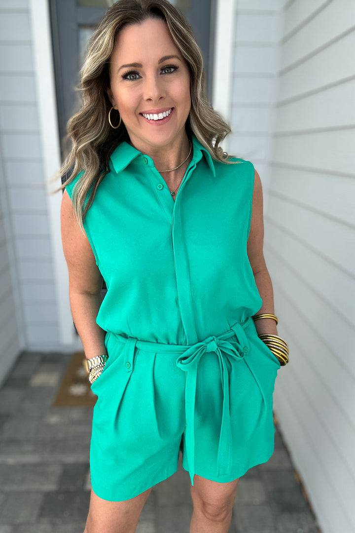 Forever Emerald Romper - Emerald Green