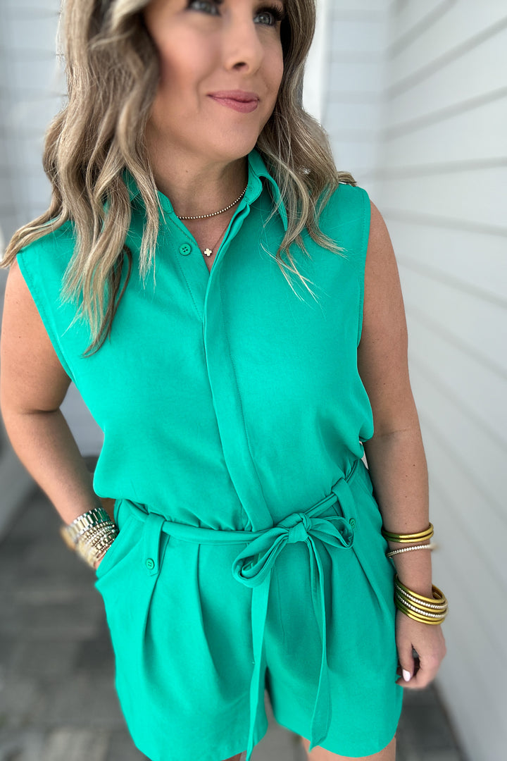Forever Emerald Romper - Emerald Green