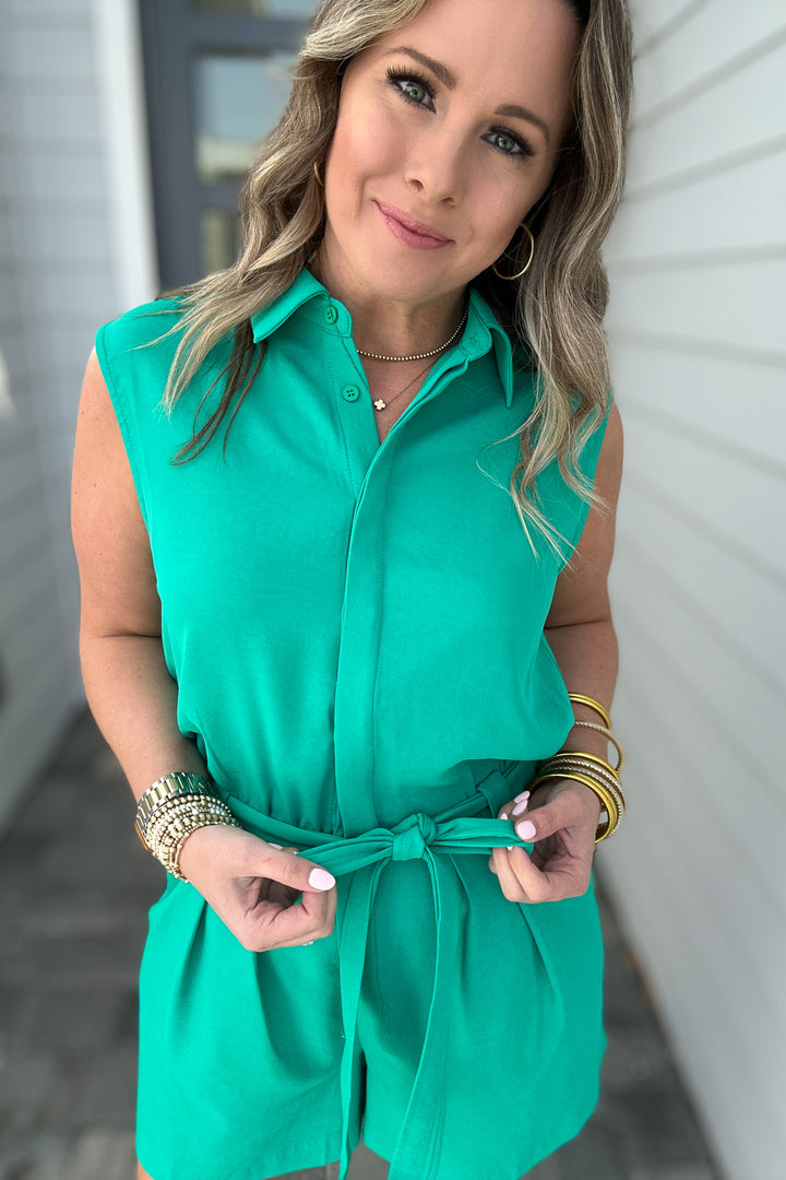 Forever Emerald Romper - Emerald Green