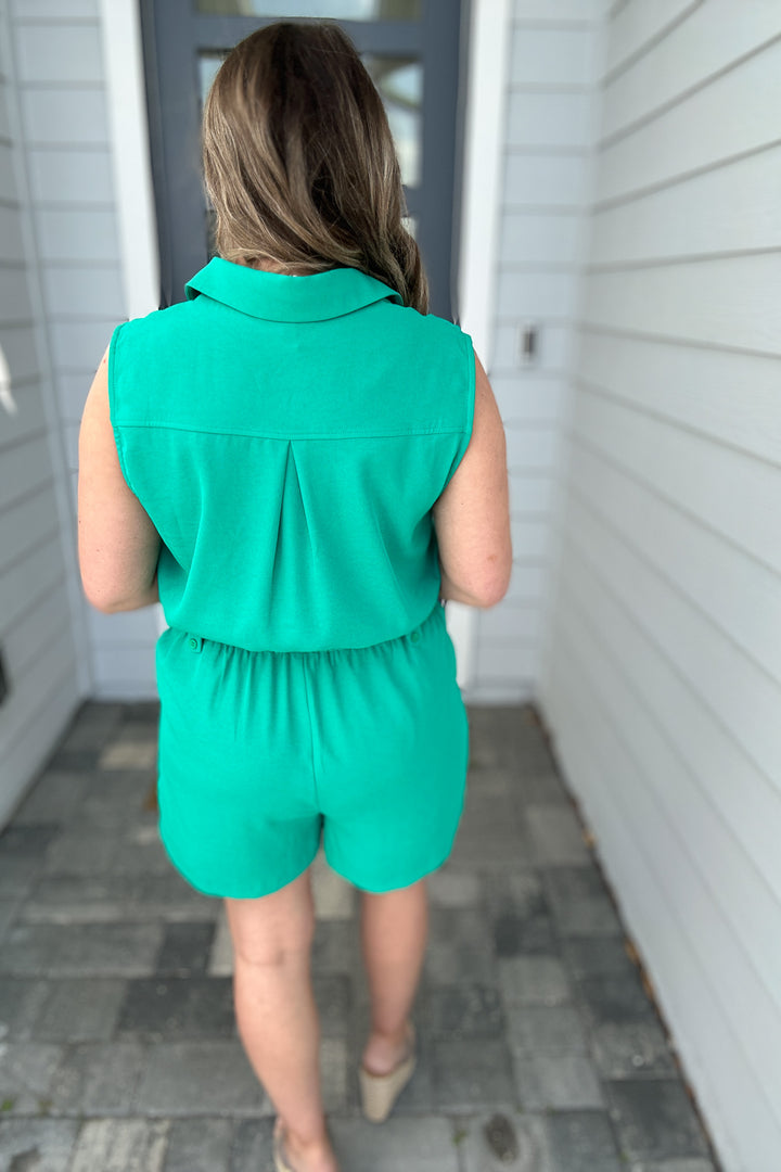 Forever Emerald Romper - Emerald Green