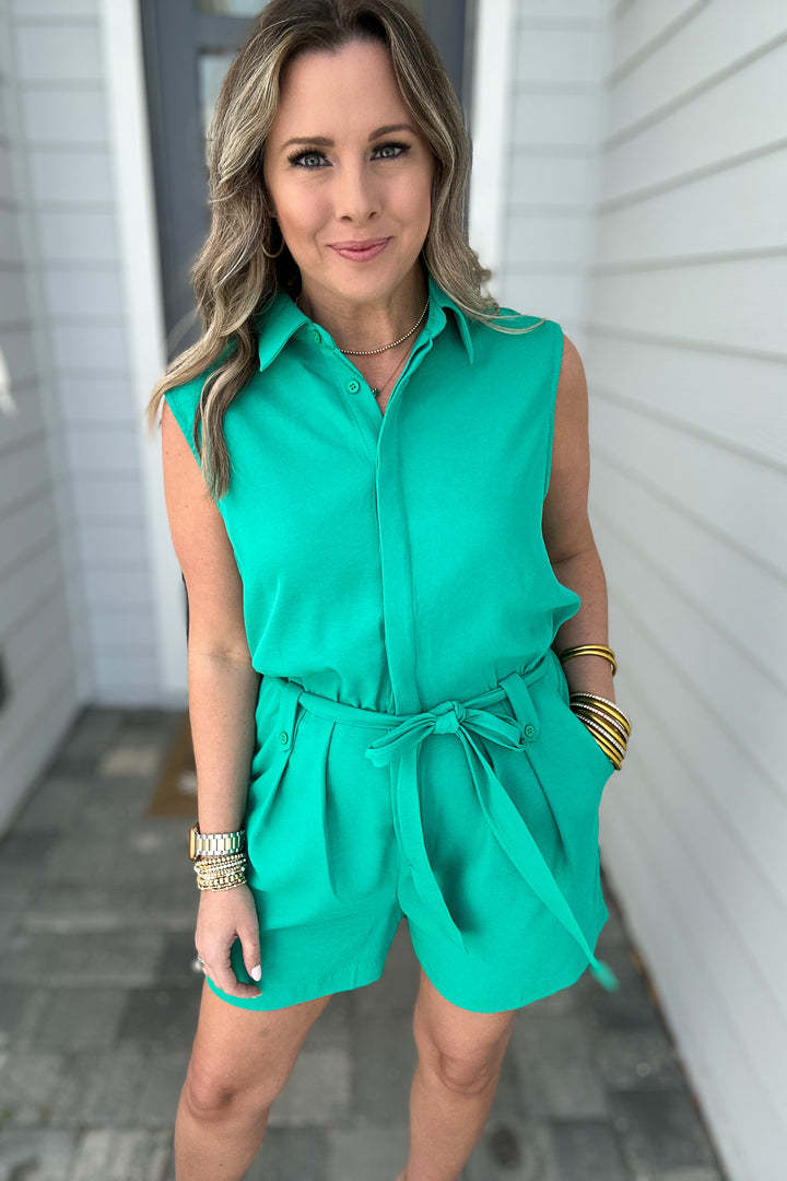 Forever Emerald Romper - Emerald Green