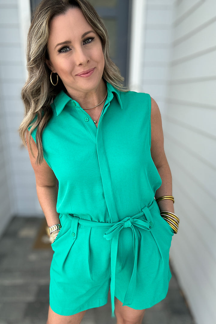 Forever Emerald Romper - Emerald Green