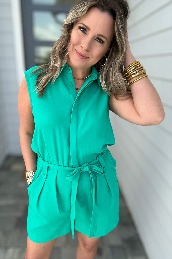 Forever Emerald Romper - Emerald Green