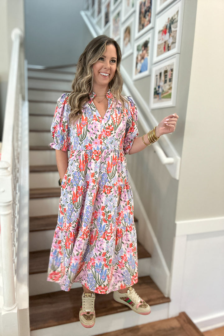 Evie Midi Dress - Happy Blooms