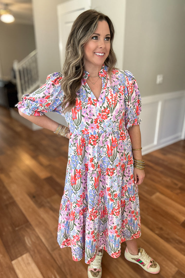 Evie Midi Dress - Happy Blooms