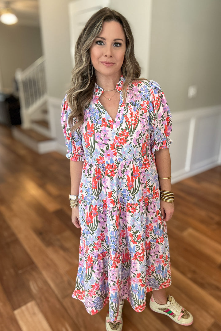 Evie Midi Dress - Happy Blooms