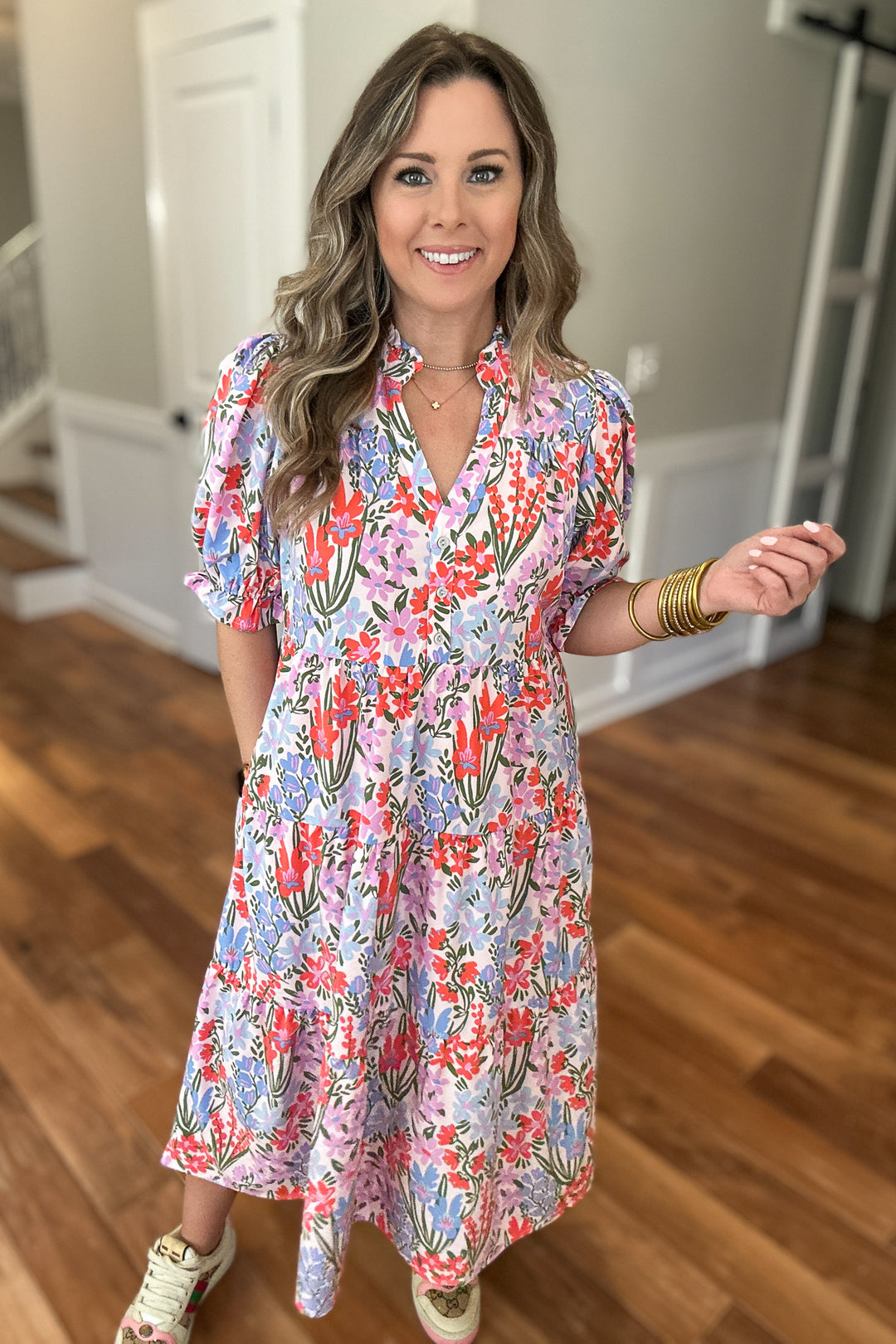 Evie Midi Dress - Happy Blooms