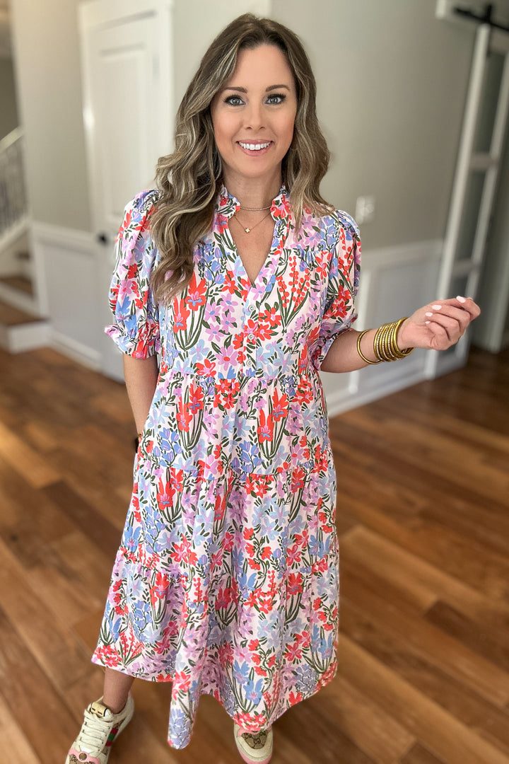Evie Midi Dress - Happy Blooms