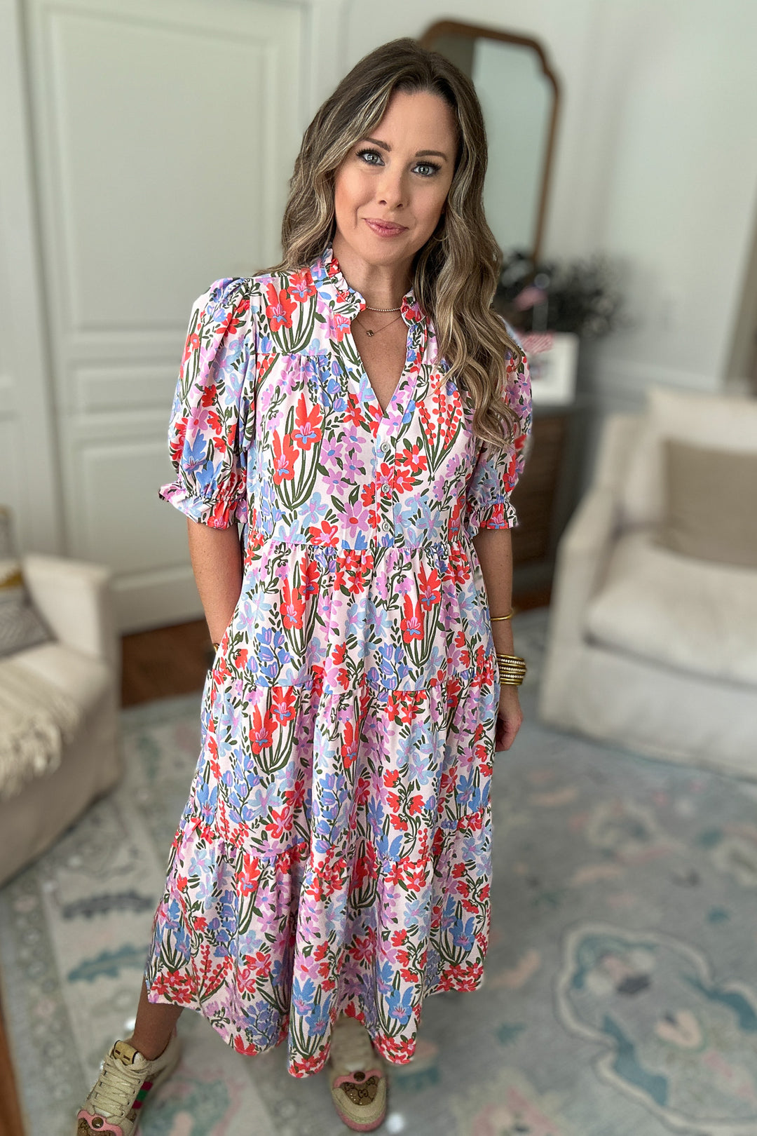 Evie Midi Dress - Happy Blooms