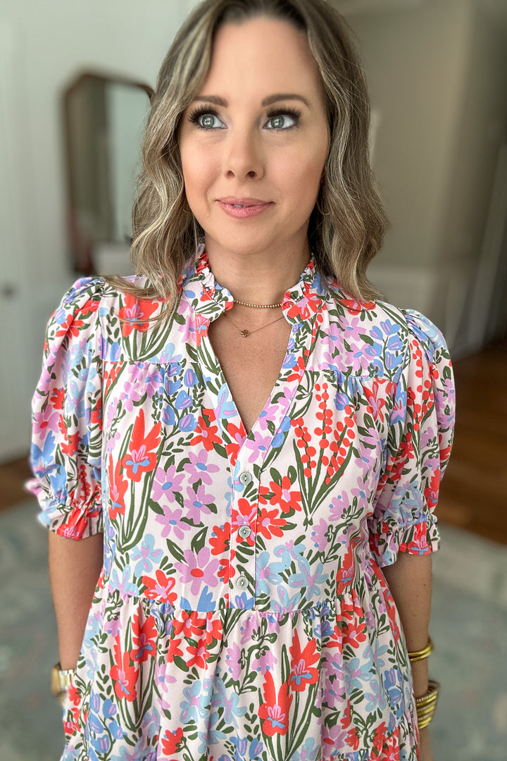 Evie Midi Dress - Happy Blooms