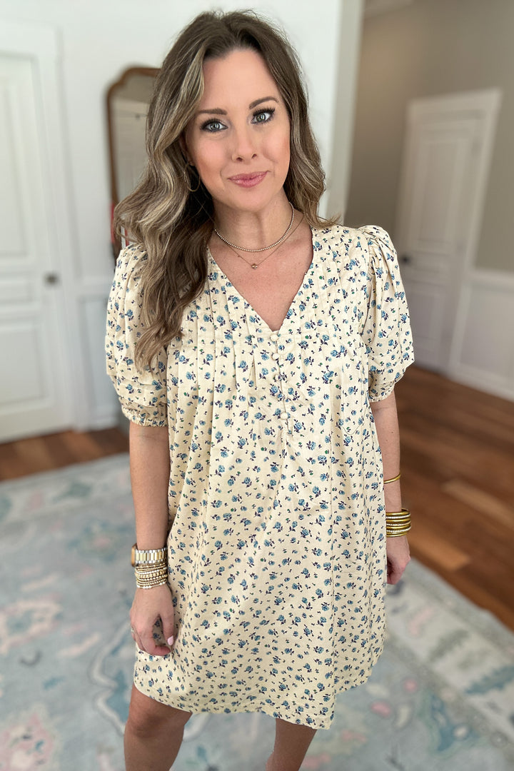 Softly Spoken Floral Dress - Cream