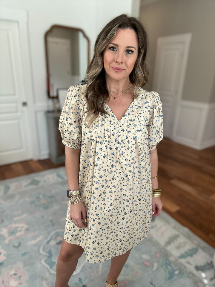Softly Spoken Floral Dress - Cream