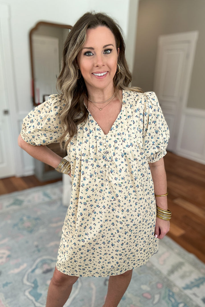 Softly Spoken Floral Dress - Cream