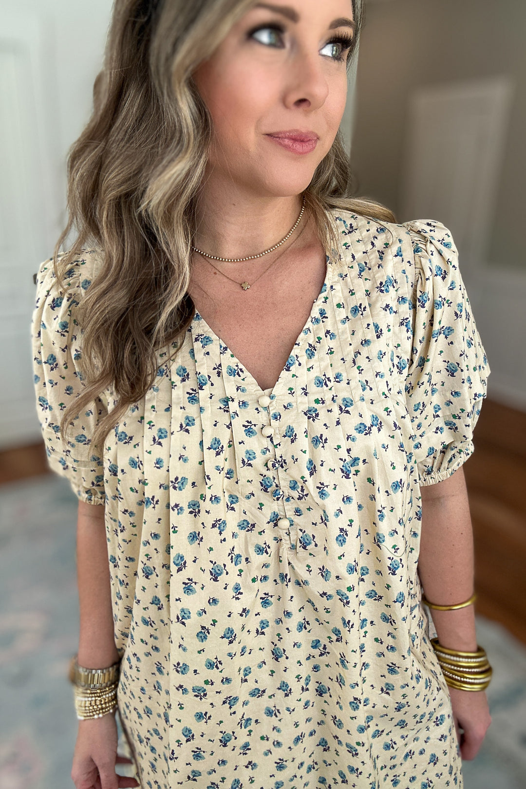 Softly Spoken Floral Dress - Cream