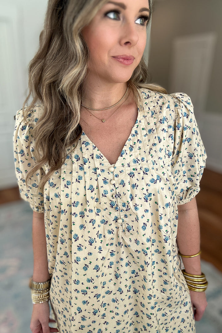Softly Spoken Floral Dress - Cream
