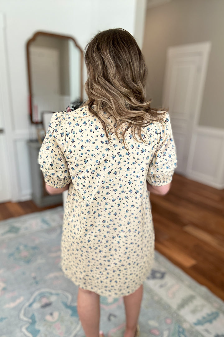 Softly Spoken Floral Dress - Cream