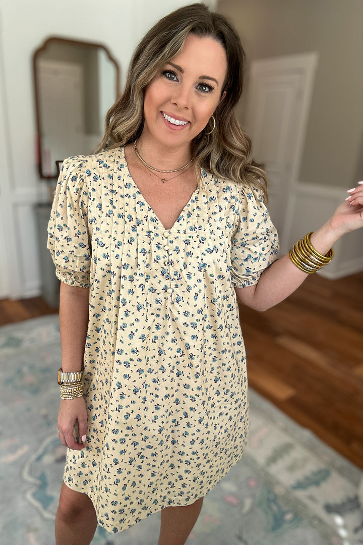 Softly Spoken Floral Dress - Cream