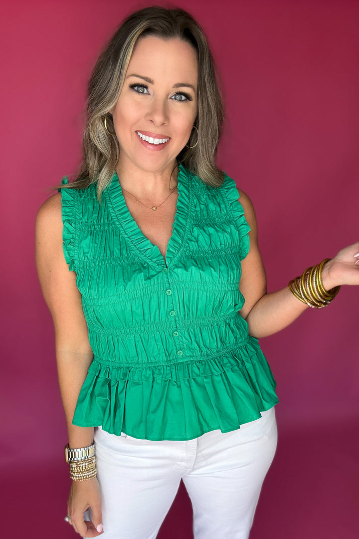 Flirt & Flutter Ruched Tank - Kelly Green