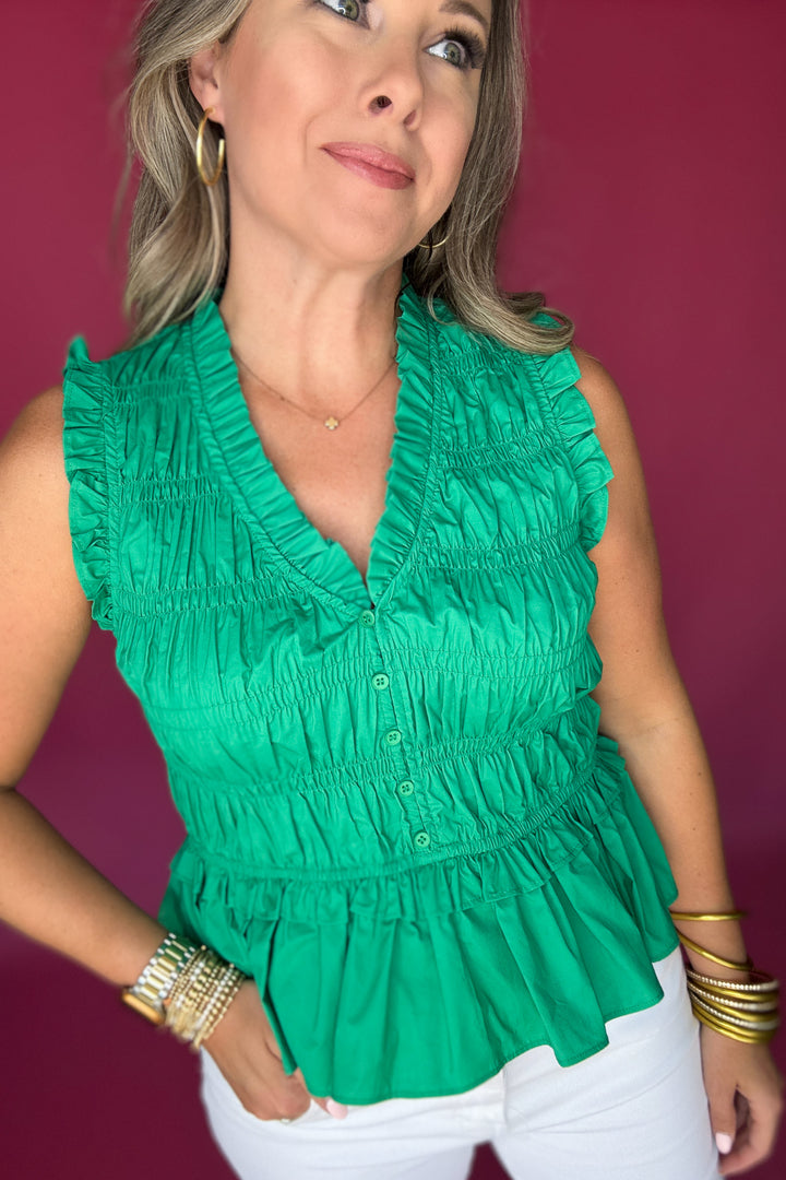 Flirt & Flutter Ruched Tank - Kelly Green