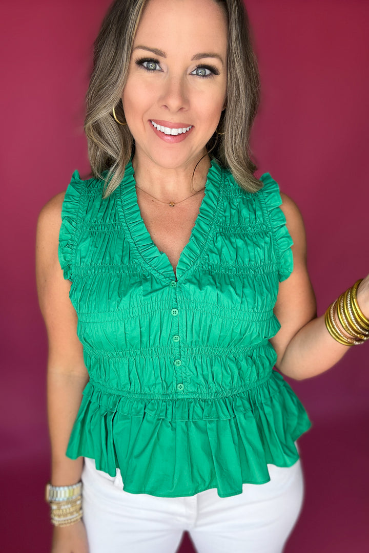 Flirt & Flutter Ruched Tank - Kelly Green