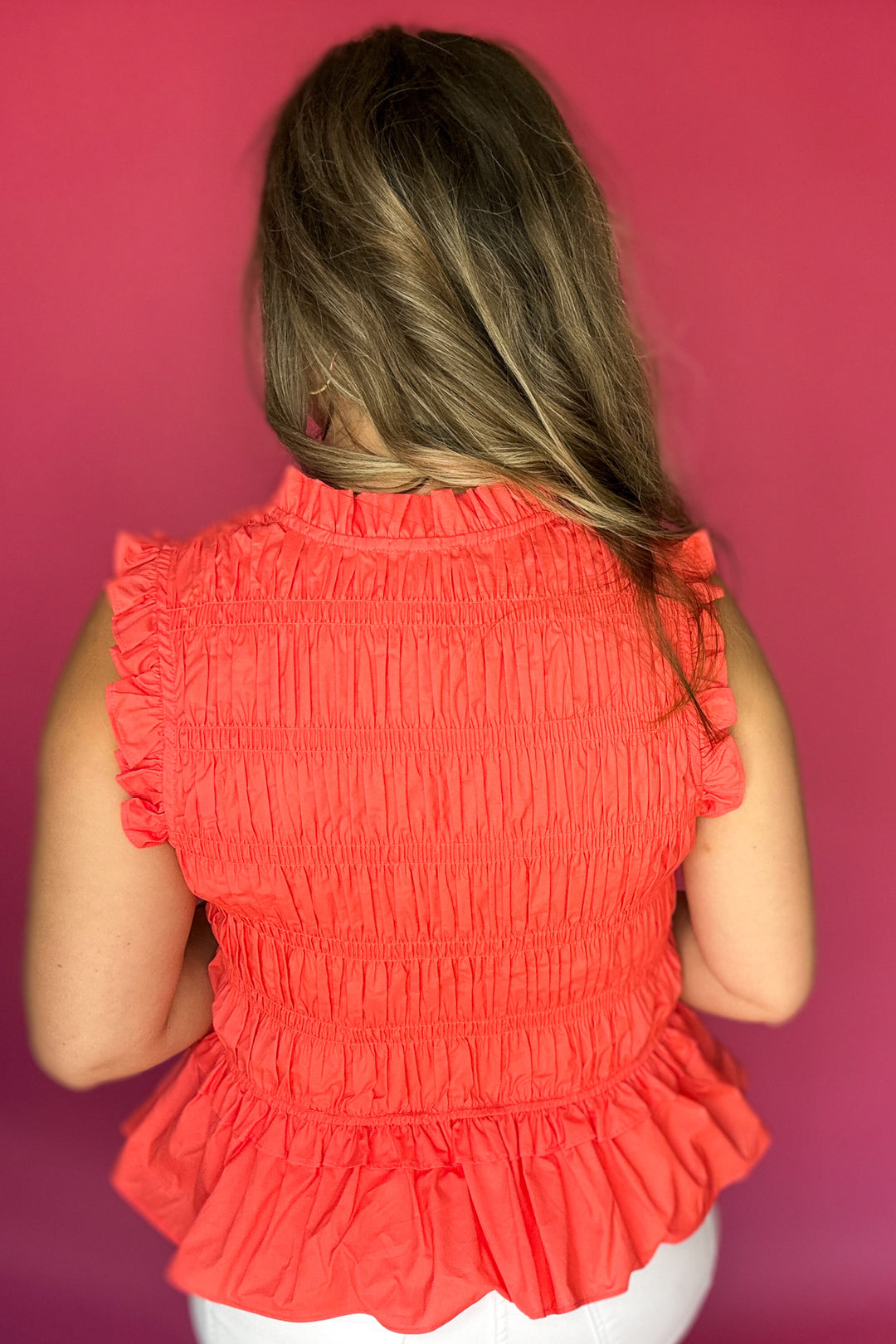 Flirt & Flutter Ruched Tank - Coral