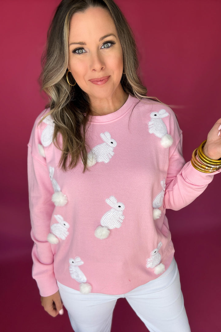 Hoppy Easter Pink Sequin Bunny Sweater