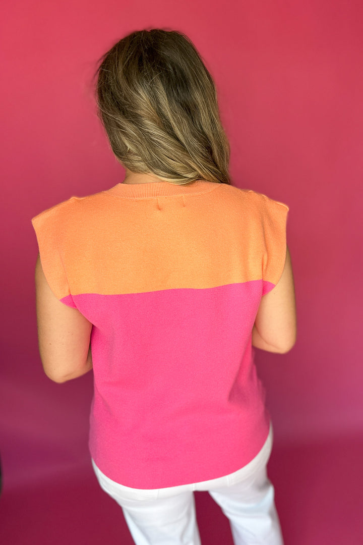 Spring Colorblock  Sweater Top - Bubble gum