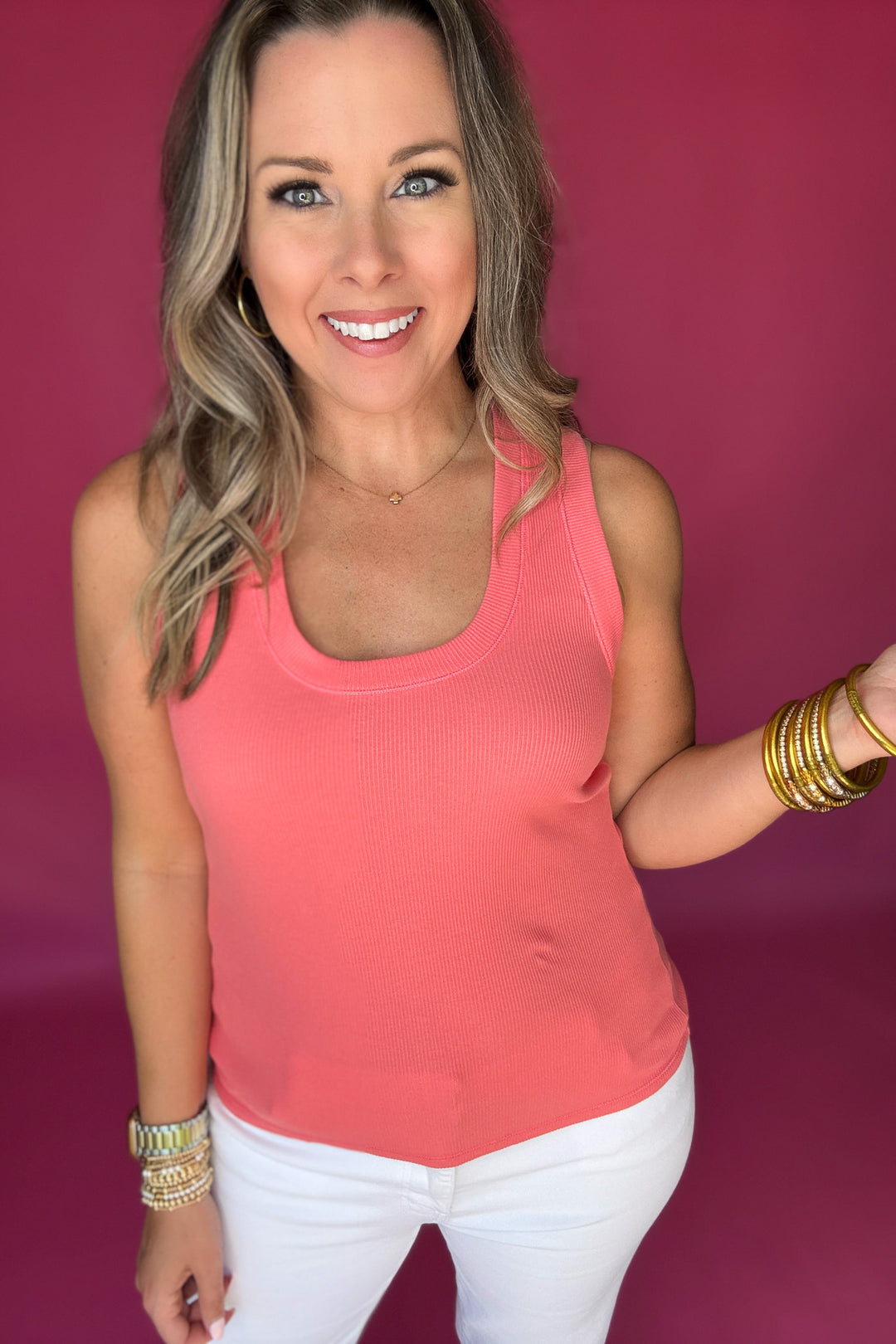 Z Supply: Sirena Rib Tank - Sunset Pink