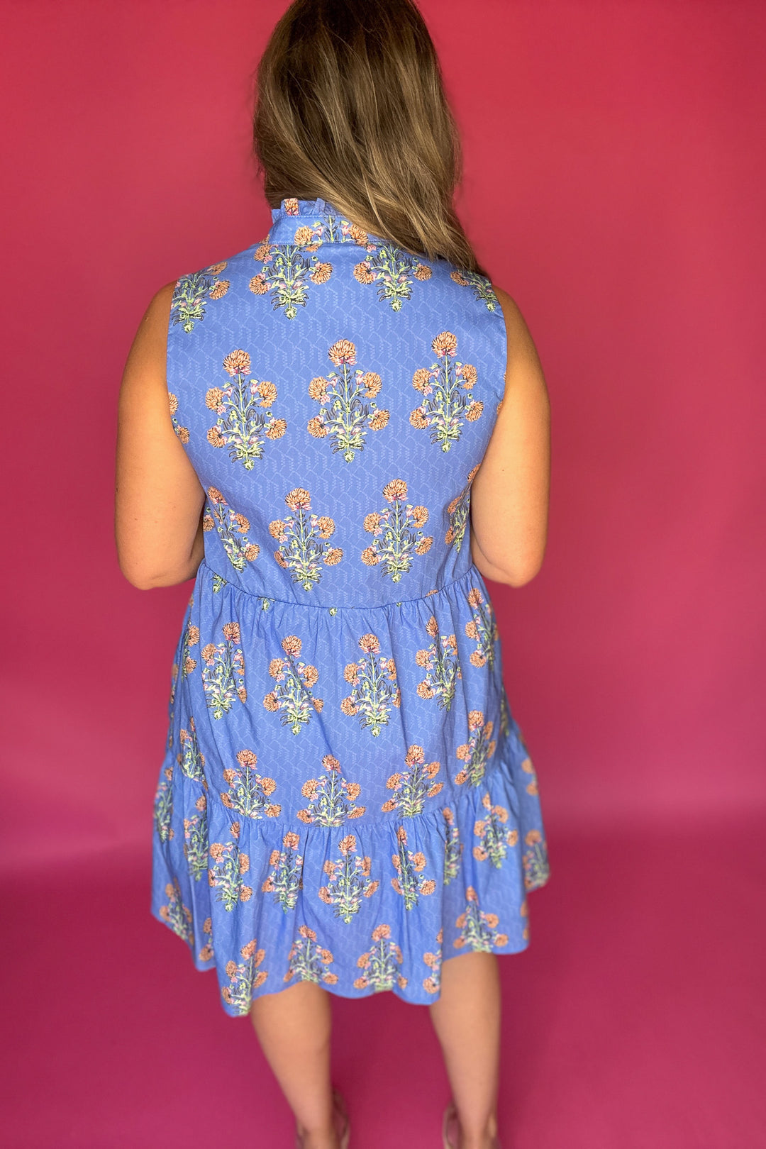 THML: Timeless Charm Floral Dress - Blue