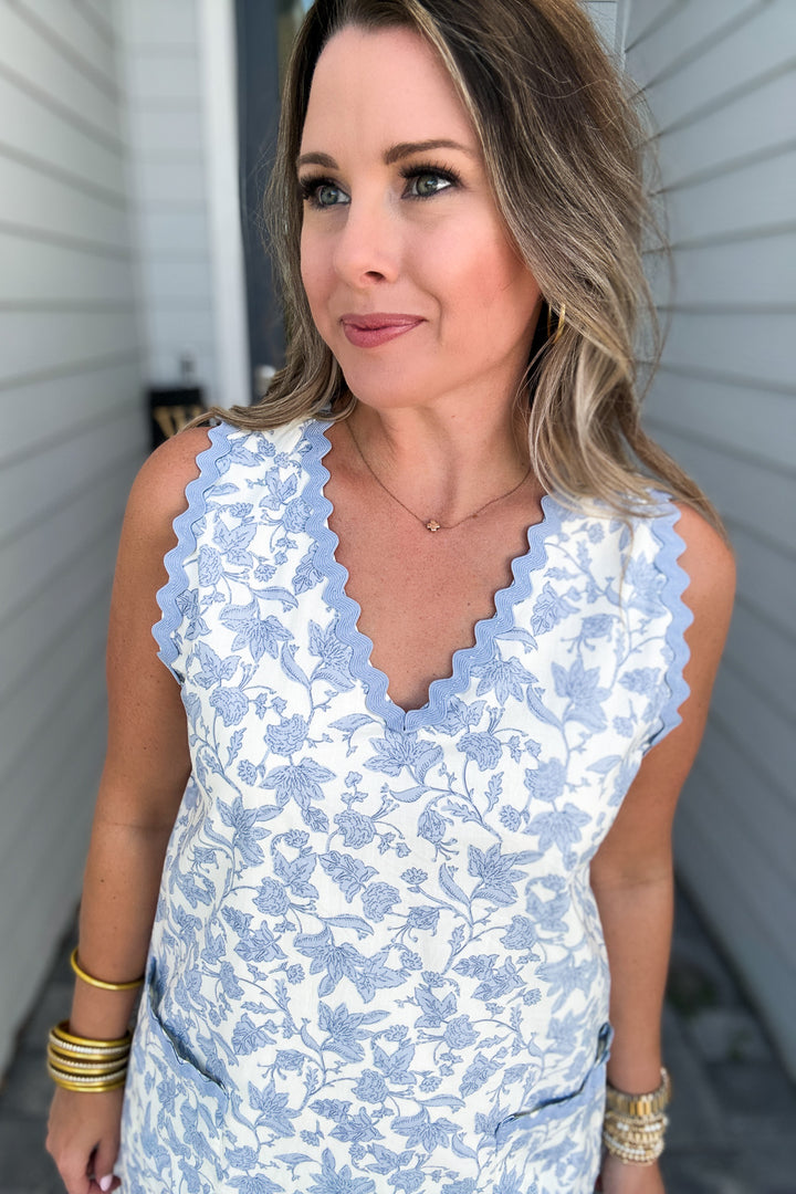 Dreamy Delight Floral Dress - Blue