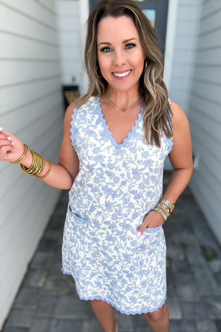 Dreamy Delight Floral Dress - Blue