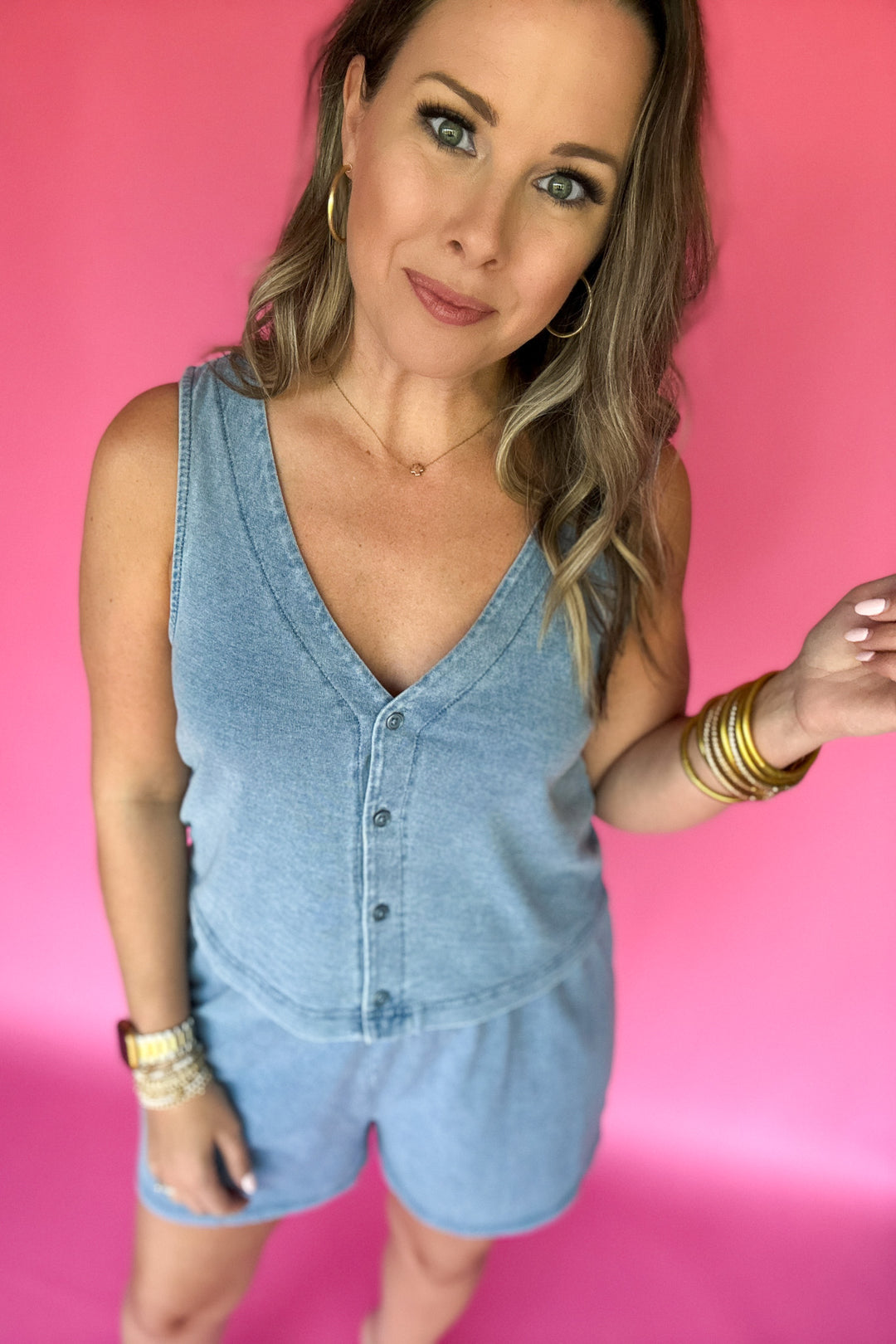 Z Supply: Solace V-Neck Jersey Denim Tank