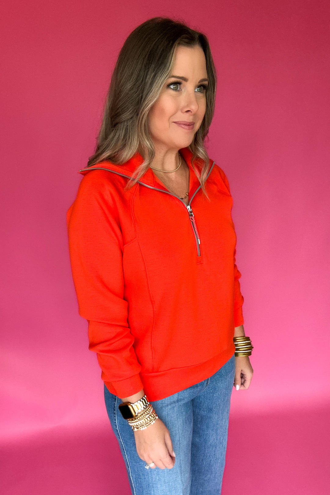 SPANX: AirEssentials Half Zip - Poppy