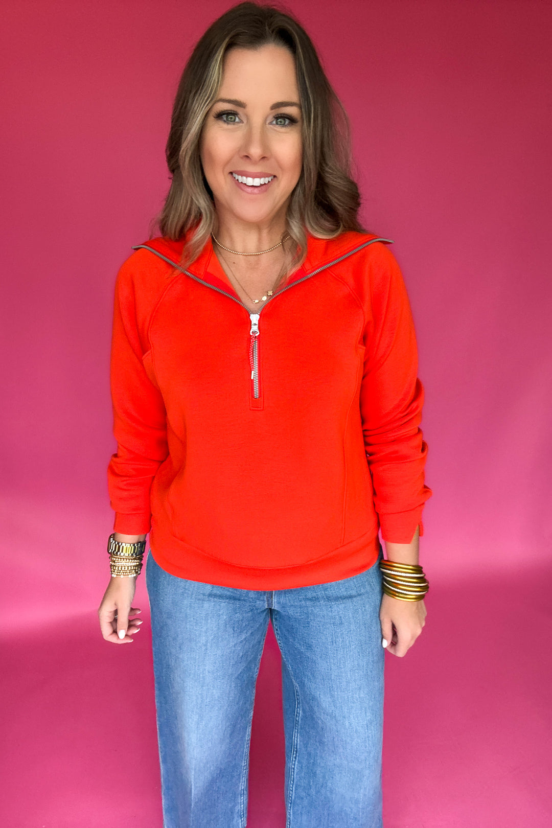SPANX: AirEssentials Half Zip - Poppy