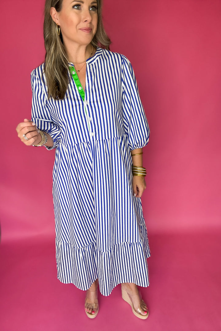 Mary Square: Riley Dress - Lined Up Blue