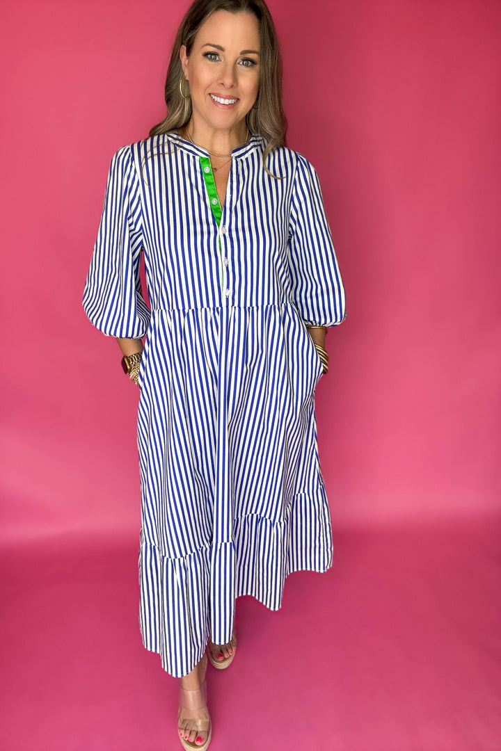 Mary Square: Riley Dress - Lined Up Blue