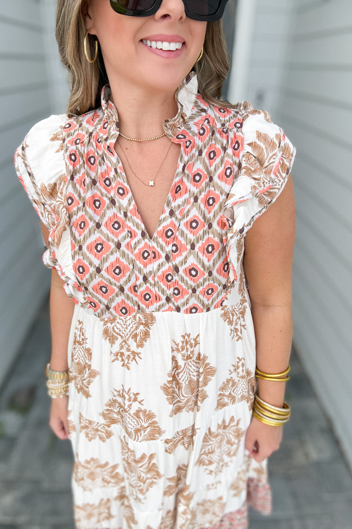 Boho Bliss Midi Dress - Latte