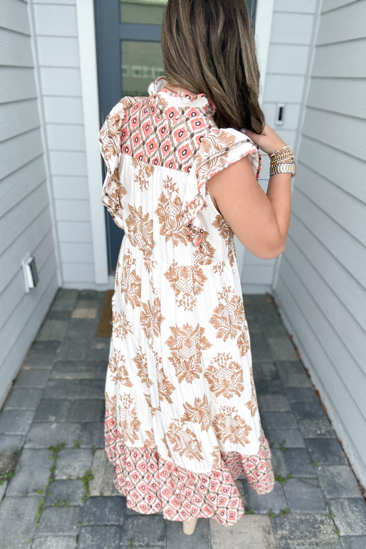 Boho Bliss Midi Dress - Latte