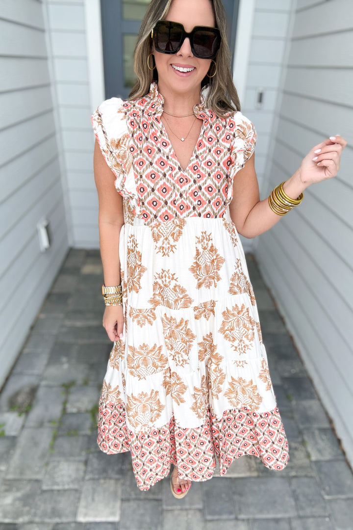 Boho Bliss Midi Dress - Latte