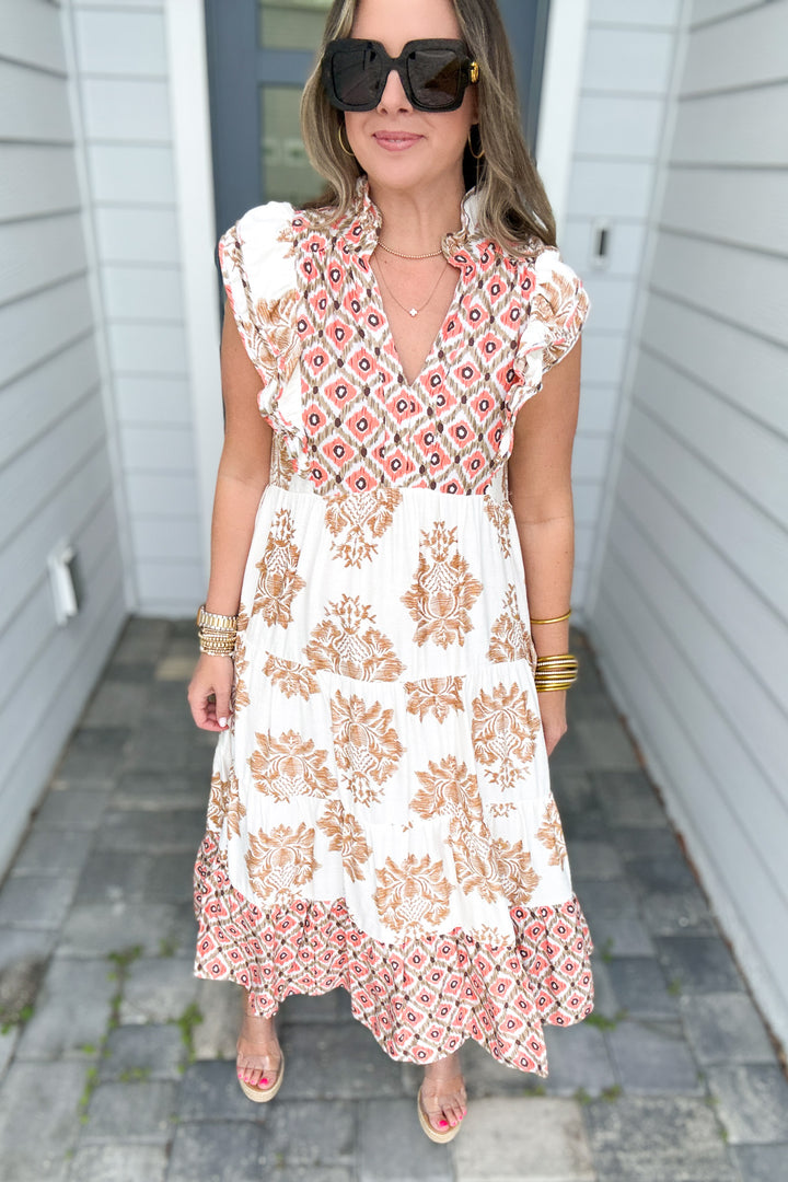 Boho Bliss Midi Dress - Latte